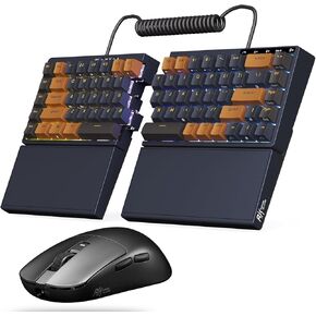 RK ROYAL KLUDGE RKS70 Ergonomic Split Keyboard and RK M3 Wireless Mouse Combo, 75% Hot Swappable Mechanical Keyboards, 47g Lightweight Gaming Mouse with 42K DPI