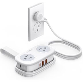 ORICO Travel Power Strip PD20W with 4 AC Outlets 3 USB Ports (1 USB-C), 4FT Flat Plug Extension Cord, Compact Portable Design for Business Travel, Cruise Ship Essentials(Black)