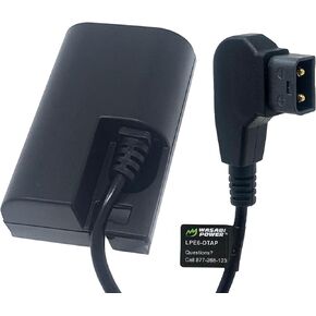 Wasabi Power DCC-LPE6 Dummy Battery DC Coupler with D-Tap Input for Canon DR-E6 LP-E6 LP-E6N LP-E6NH and Canon 5D II III IV 5DS R 6D II 7D II 60D 60Da 70D 80D 90D R R5 R5C R6 R7 SmallHD 501 502 702