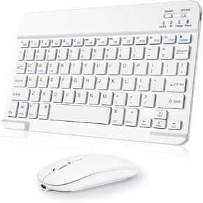 Wireless Keyboard and Mouse Combo, Rechargeable Bluetooth Keyboard & Mouse with 2.4 GHz Wireless USB Receiver, Compatible with iPad, Smartphone, PC, Laptop, Windows/iOS/Android, Black
