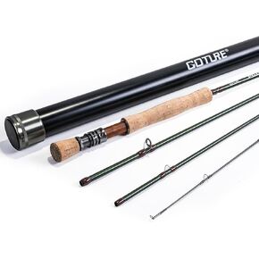 Goture Fly Fishing Rod, 9ft 4 Piece Fly Rod with Carrying Case Freshwater Saltwater, Carbon Fiber Blank Fly Rod, Travel Fly Fishing Rod for Walleye Bass Salmon Trout Fishing