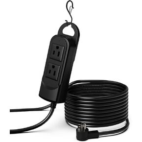 Outdoor Power Strip Weatherproof 50 Ft Extension Cord Power Strip,2 AC Outlets,IPX4 Waterproof and Electric Shock Protection for Camping, Home, Garden, Office