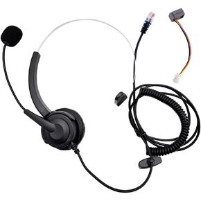 RJ11 Handsfree Call Center Corded Telephone Monaural Headset, Black in Saudi Arabia