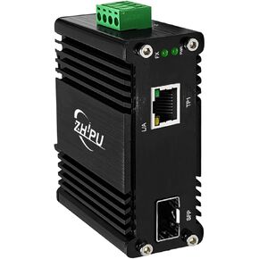 Industrial 30w POE Media Converter with 1 Port Gigabit 10/100/1000Mbps Ethernet and 1 SFP Port DIN Rail/Wall Mountable 12~48V DC Input