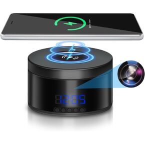 2025 Update WiFi Clock Camera - 4K Wireless Nanny Cam Covert Security Camera Clock with Night Vision & Motion Detection 15W Fast Wireless Charger for Home Indoor Security