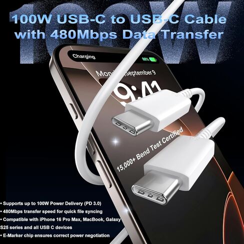 iPhone 16 15 Pro Charger Charger Fast Charging Block 45W USB C Dual Port I PORTH 15 16 PRO MAX ACRGER 10FT TYPE TYPE CALL FOR IPHON in Kuwait