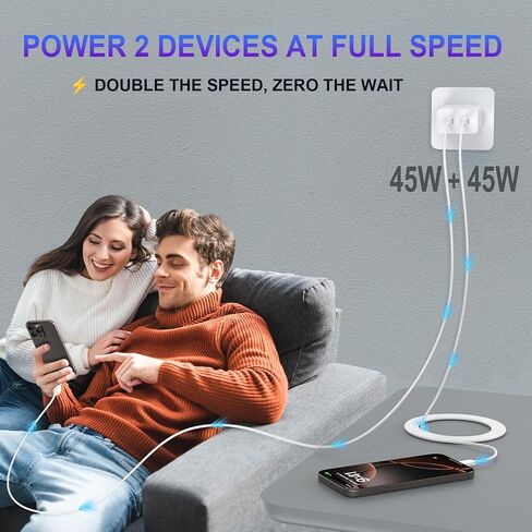 iPhone 16 15 Pro Charger Charger Fast Charging Block 45W USB C Dual Port I PORTH 15 16 PRO MAX ACRGER 10FT TYPE TYPE CALL FOR IPHON in Kuwait