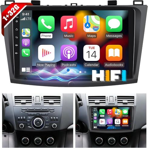 Android 13 Car Stereo for Mazda 3 2009-2013,9 Inch Touchscreen Car Radio Android Head Unit with Mirror Link GPS WiFi Bluetooth FM/RDS Radio SWC Dual USB/AUX-in+Backup Camera[1+32G] in Saudi Arabia
