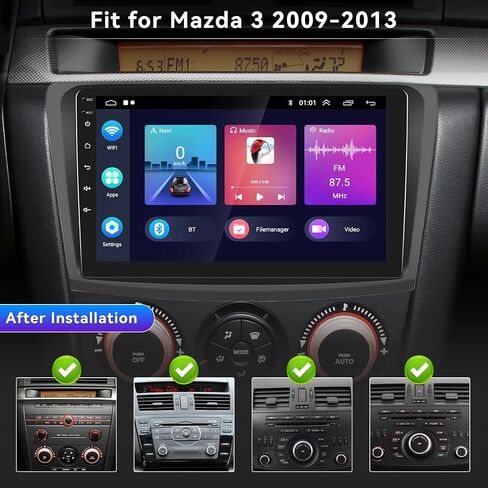 Android 13 Car Stereo for Mazda 3 2009-2013,9 Inch Touchscreen Car Radio Android Head Unit with Mirror Link GPS WiFi Bluetooth FM/RDS Radio SWC Dual USB/AUX-in+Backup Camera[1+32G] in Saudi Arabia