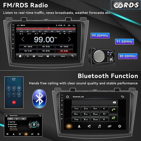 Android 13 Car Stereo for Mazda 3 2009-2013,9 Inch Touchscreen Car Radio Android Head Unit with Mirror Link GPS WiFi Bluetooth FM/RDS Radio SWC Dual USB/AUX-in+Backup Camera[1+32G] in Saudi Arabia