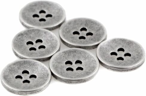Bezelry 30 Pieces Concave Metal Hole Buttons. 15mm (5/8 inch) (Antique Silver) in Saudi Arabia