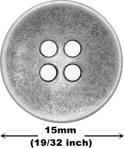 Bezelry 30 Pieces Concave Metal Hole Buttons. 15mm (5/8 inch) (Antique Silver) in Saudi Arabia