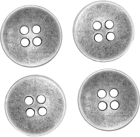 Bezelry 30 Pieces Concave Metal Hole Buttons. 15mm (5/8 inch) (Antique Silver) in Saudi Arabia
