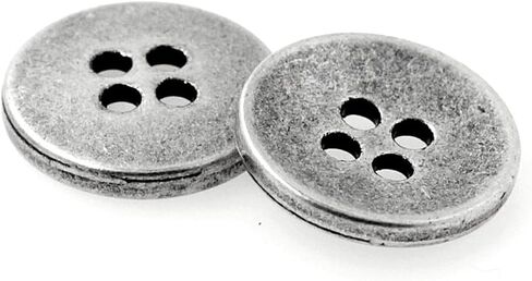 Bezelry 30 Pieces Concave Metal Hole Buttons. 15mm (5/8 inch) (Antique Silver) in Saudi Arabia