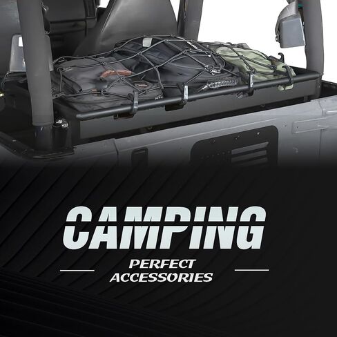 Cargo Storage Rear Interior Basket Compatible with 2007-2024 Jeep Wrangler JK & JL Unlimited 4-Door Hardtops, Trunk Luggage Rack Cargo Carrier Shelf (Black, Heavy Duty 350 LBS) in Saudi Arabia