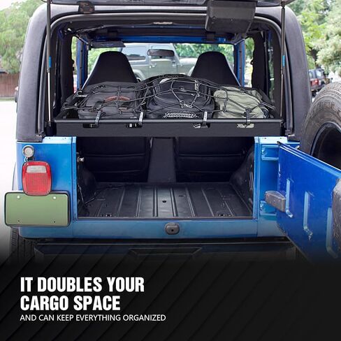 Cargo Storage Rear Interior Basket Compatible with 2007-2024 Jeep Wrangler JK & JL Unlimited 4-Door Hardtops, Trunk Luggage Rack Cargo Carrier Shelf (Black, Heavy Duty 350 LBS) in Saudi Arabia