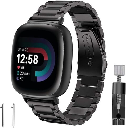 Metal Watch Bands for Fitbit Versa 3/ Versa 4 Smartwatch, Stainless Steel Replacement Wristband for Fitbit Versa 3/Versa 4 Straps for Men Women in Saudi Arabia