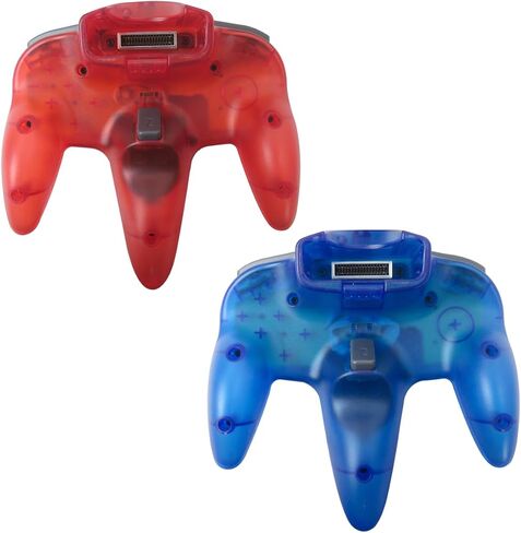 Atiodyuuk جديد 2 Pack Wired Controller Molestick Video Game Console Classic Wired 64 بت لوحة عصا التحكم في لعبة Nintendo 64 N64 Console (أحمر شفاف وشفاف أزرق) in Saudi Arabia