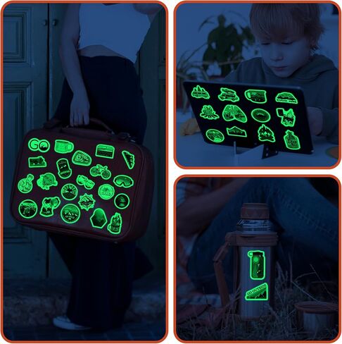 70 Pcs Glow in The Dark Adventure Hiking Camping Water Bottle Stickers, Waterproof Vinyl Wilderness Nature Travel Wildlife Laptop Decals, Summer Camp Sticker for Teens Adults Kids in Kuwait