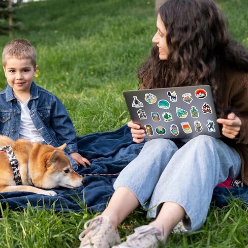 70 Pcs Glow in The Dark Adventure Hiking Camping Water Bottle Stickers, Waterproof Vinyl Wilderness Nature Travel Wildlife Laptop Decals, Summer Camp Sticker for Teens Adults Kids in Kuwait