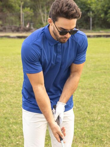 Men’s 3 Pack Polo Shirt Moisture Wicking Dry Fit Performance Athletic Short Sleeve Golf Shirt,0427,Black Grey Navy,5XL in Saudi Arabia