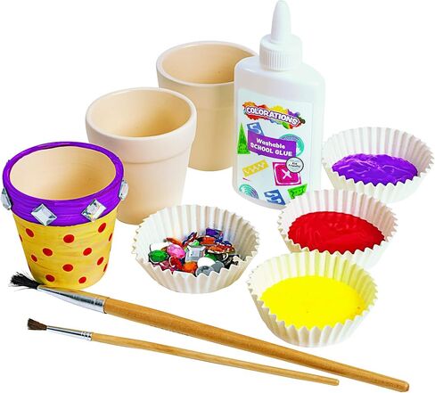 Colorations Decorative Ceramic Vases, Set of 12, Small, Unfinished, Coated Inside, Gift, DIY, Ready to Decorate, Arts & Crafts, Craft Project, Nature, Flowers, Herb Garden, Ages 5 & Up in Saudi Arabia