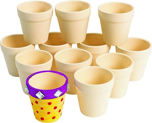 Colorations Decorative Ceramic Vases, Set of 12, Small, Unfinished, Coated Inside, Gift, DIY, Ready to Decorate, Arts & Crafts, Craft Project, Nature, Flowers, Herb Garden, Ages 5 & Up in Saudi Arabia