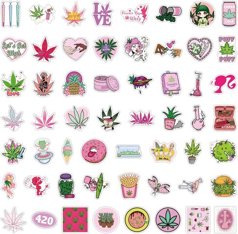 110 Pcs Green Weed Stickers Weed Sticker for Laptops Water Bottles Flower Pots Vases Decorative Phone Book Guitar Vinyl Decals for Adults (Foliage) in Saudi Arabia