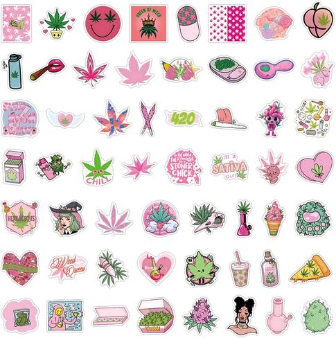 110 Pcs Green Weed Stickers Weed Sticker for Laptops Water Bottles Flower Pots Vases Decorative Phone Book Guitar Vinyl Decals for Adults (Foliage) in Saudi Arabia