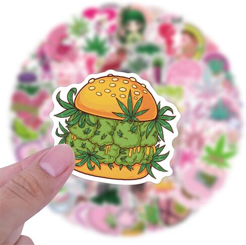 110 Pcs Green Weed Stickers Weed Sticker for Laptops Water Bottles Flower Pots Vases Decorative Phone Book Guitar Vinyl Decals for Adults (Foliage) in Saudi Arabia