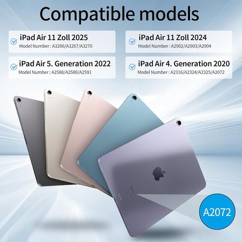 بالنسبة إلى iPad Air M3/M2 11 بوصة (2025/2024) والجيل الخامس/الرابع 10.9 بوصة (2022/2020) مع لوحة المفاتيح ، غطاء لوحة مفاتيح بلوتوث مغناطيسي مع حامل قلم رصاص ، نوم/نوم ، رمادي ، رمادي in Kuwait