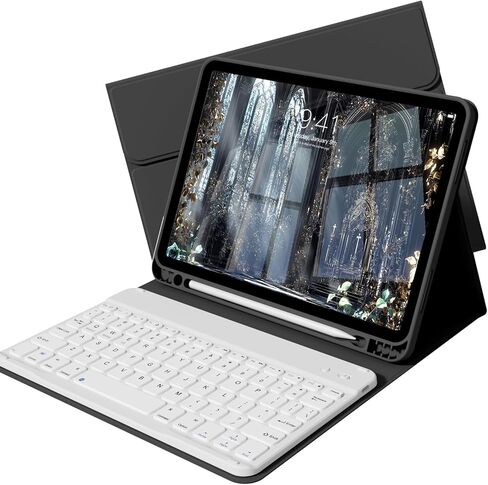 بالنسبة إلى iPad Air M3/M2 11 بوصة (2025/2024) والجيل الخامس/الرابع 10.9 بوصة (2022/2020) مع لوحة المفاتيح ، غطاء لوحة مفاتيح بلوتوث مغناطيسي مع حامل قلم رصاص ، نوم/نوم ، رمادي ، رمادي in Kuwait