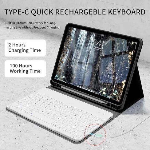 بالنسبة إلى iPad Air M3/M2 11 بوصة (2025/2024) والجيل الخامس/الرابع 10.9 بوصة (2022/2020) مع لوحة المفاتيح ، غطاء لوحة مفاتيح بلوتوث مغناطيسي مع حامل قلم رصاص ، نوم/نوم ، رمادي ، رمادي in Kuwait