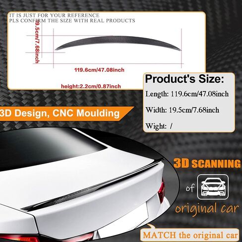 MCARCAR KIT Trunk Spoiler لسيارة BMW 4 Series F32 Coupe 2014-2019 Factory Outlet 420i 428i 430i 435i 440i 2Door Rear Boot Lid Lid Highkick Wing Lip (FRP Gloss Black) in Saudi Arabia