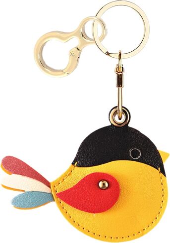 Leather Keychain Holder Case Compatible with AirTag,Cute Protective Cover with Keyring,Anti-Scratch Finder GPS Tracker Case for Wallet Keys,Bag,Pets(Bird D) in Kuwait