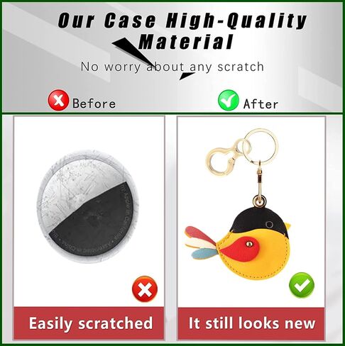 Leather Keychain Holder Case Compatible with AirTag,Cute Protective Cover with Keyring,Anti-Scratch Finder GPS Tracker Case for Wallet Keys,Bag,Pets(Bird D) in Kuwait