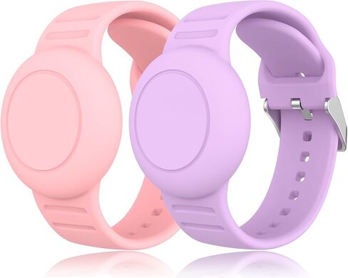 Waterproof Air Tag Bracelets for Kids, 2-Pack Soft Silicone Airtag Holder Compatible with Apple Air Tag, Adjustable Anti-Lost AirTag Watch Band for Kids (Black+Navy Blue) in Saudi Arabia