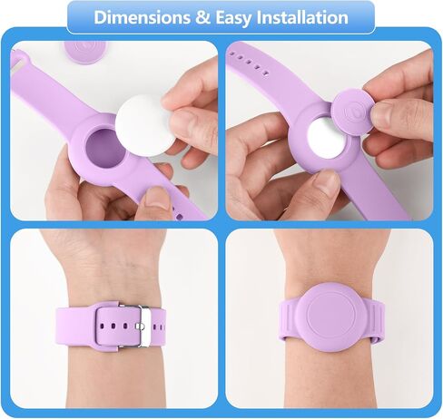 Waterproof Air Tag Bracelets for Kids, 2-Pack Soft Silicone Airtag Holder Compatible with Apple Air Tag, Adjustable Anti-Lost AirTag Watch Band for Kids (Black+Navy Blue) in Saudi Arabia