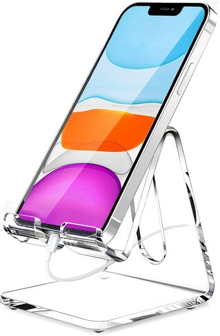 CRPICH Acrylic الهاتف الخليوي حامل ، حامل هاتف واضح محمول للمكتب ، متوافق مع Phone16 15 14 13 Pro Max Mini 12 11 Plus SE ، Switch ، Android Smart -Pad ، جهاز لوحي ، ملحقات مكتب in Kuwait