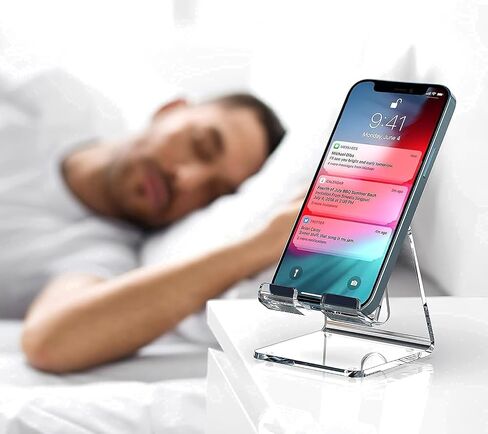 CRPICH Acrylic الهاتف الخليوي حامل ، حامل هاتف واضح محمول للمكتب ، متوافق مع Phone16 15 14 13 Pro Max Mini 12 11 Plus SE ، Switch ، Android Smart -Pad ، جهاز لوحي ، ملحقات مكتب in Kuwait