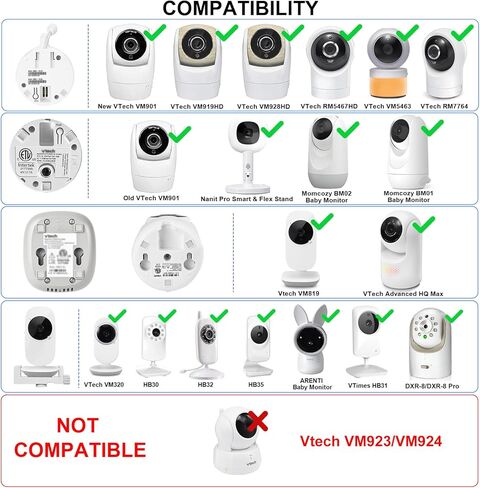 Monitor Baby Floor Stand Mount متوافق مع VTech VM819 ، Advanced HQ MAX ، New VM901 ، RM7764HD ، RM5467HD Baby Monitor ، حامل حامل كاميرا الأطفال مع ارتفاع قابل للتعديل ، خارج الطفل ، المزيد من الأمان in Kuwait