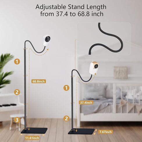 Monitor Baby Floor Stand Mount متوافق مع VTech VM819 ، Advanced HQ MAX ، New VM901 ، RM7764HD ، RM5467HD Baby Monitor ، حامل حامل كاميرا الأطفال مع ارتفاع قابل للتعديل ، خارج الطفل ، المزيد من الأمان in Kuwait