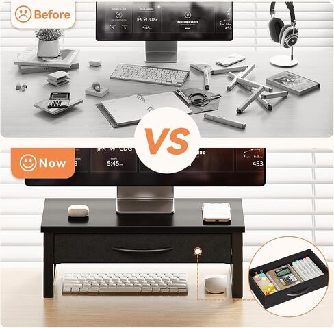 مراقبة الكمبيوتر حامل ، منظمو المكتب والملحقات مع درج ، حامل كمبيوتر محمول من مستويين للمكتب ، تخزين منظم المكاتب ، الخشب in Kuwait