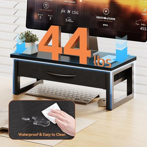 مراقبة الكمبيوتر حامل ، منظمو المكتب والملحقات مع درج ، حامل كمبيوتر محمول من مستويين للمكتب ، تخزين منظم المكاتب ، الخشب in Kuwait