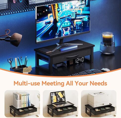 مراقبة الكمبيوتر حامل ، منظمو المكتب والملحقات مع درج ، حامل كمبيوتر محمول من مستويين للمكتب ، تخزين منظم المكاتب ، الخشب in Kuwait