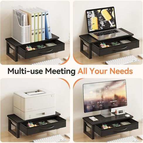 مراقبة الكمبيوتر حامل ، منظمو المكتب والملحقات مع درج ، حامل كمبيوتر محمول من مستويين للمكتب ، تخزين منظم المكاتب ، الخشب in Kuwait