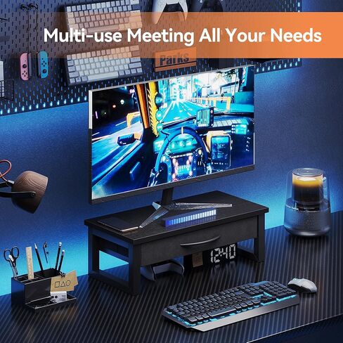 مراقبة الكمبيوتر حامل ، منظمو المكتب والملحقات مع درج ، حامل كمبيوتر محمول من مستويين للمكتب ، تخزين منظم المكاتب ، الخشب in Kuwait