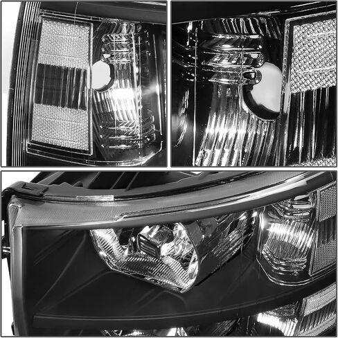 مجموعة المصابيح الأمامية لـ 2007-2013 Chevy Silverado 1500، 07-14 2500HD 3500HD كشافات أمامية مع حزام أسلاك المصباح الأمامي، كروم كهرماني in Saudi Arabia