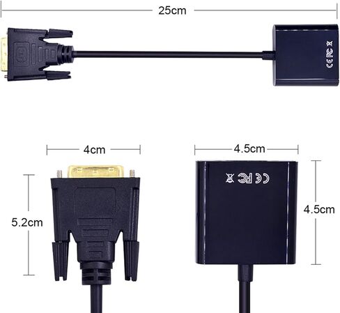 Serdas 10pcs 1080p DVI-D إلى Cable Adapter Cable 25pin ذكور إلى 15pin محول HDTV الإناث لجهاز الكمبيوتر الشاشة للكمبيوتر. in Kuwait
