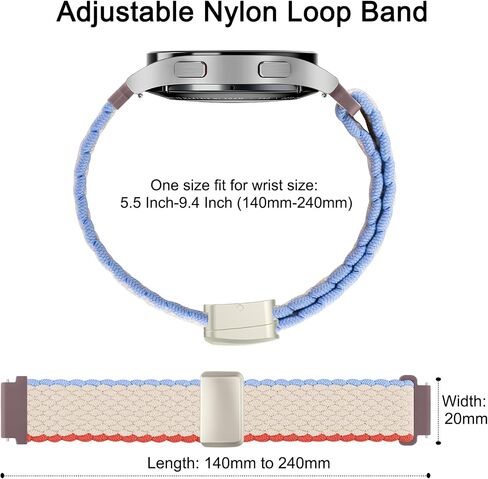 Meliya Magnetic Magnetic Braided Nylon Band لـ Garmin Vivoactive 6/Vivoactive 5/Vivoactive 3 Watch Bands ، حزام بديل تمتد 20 مم لـ Venu/Venu SQ ، Forerunner 55/158/165/245/645 ، Galaxy Watch 7/6/5/4 in Saudi Arabia